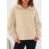 imagePRETTYGARDEN Womens Hoodies Cropped Fleece Sweatshirts 2025 Fall Fashion Quarter Zip Pullover Long Sleeve Tops Winter ClothesApricot