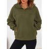 imagePRETTYGARDEN Womens Hoodies Cropped Fleece Sweatshirts 2025 Fall Fashion Quarter Zip Pullover Long Sleeve Tops Winter ClothesArmy Green