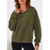 imagePRETTYGARDEN Womens Hoodies Cropped Fleece Sweatshirts 2025 Fall Fashion Quarter Zip Pullover Long Sleeve Tops Winter ClothesArmy Green