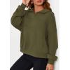 imagePRETTYGARDEN Womens Hoodies Cropped Fleece Sweatshirts 2025 Fall Fashion Quarter Zip Pullover Long Sleeve Tops Winter ClothesArmy Green