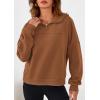 imagePRETTYGARDEN Womens Hoodies Cropped Fleece Sweatshirts 2025 Fall Fashion Quarter Zip Pullover Long Sleeve Tops Winter ClothesBrown