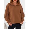 imagePRETTYGARDEN Womens Hoodies Cropped Fleece Sweatshirts 2025 Fall Fashion Quarter Zip Pullover Long Sleeve Tops Winter ClothesBrown