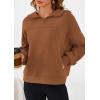 imagePRETTYGARDEN Womens Hoodies Cropped Fleece Sweatshirts 2025 Fall Fashion Quarter Zip Pullover Long Sleeve Tops Winter ClothesBrown