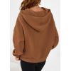 imagePRETTYGARDEN Womens Hoodies Cropped Fleece Sweatshirts 2025 Fall Fashion Quarter Zip Pullover Long Sleeve Tops Winter ClothesBrown