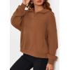 imagePRETTYGARDEN Womens Hoodies Cropped Fleece Sweatshirts 2025 Fall Fashion Quarter Zip Pullover Long Sleeve Tops Winter ClothesBrown
