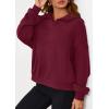 imagePRETTYGARDEN Womens Hoodies Cropped Fleece Sweatshirts 2025 Fall Fashion Quarter Zip Pullover Long Sleeve Tops Winter ClothesBurgundy