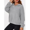 imagePRETTYGARDEN Womens Hoodies Cropped Fleece Sweatshirts 2025 Fall Fashion Quarter Zip Pullover Long Sleeve Tops Winter ClothesGrey