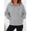 imagePRETTYGARDEN Womens Hoodies Cropped Fleece Sweatshirts 2025 Fall Fashion Quarter Zip Pullover Long Sleeve Tops Winter ClothesGrey