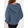 imagePRETTYGARDEN Womens Hoodies Cropped Fleece Sweatshirts 2025 Fall Fashion Quarter Zip Pullover Long Sleeve Tops Winter ClothesGrey Blue