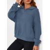 imagePRETTYGARDEN Womens Hoodies Cropped Fleece Sweatshirts 2025 Fall Fashion Quarter Zip Pullover Long Sleeve Tops Winter ClothesGrey Blue