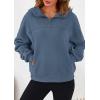 imagePRETTYGARDEN Womens Hoodies Cropped Fleece Sweatshirts 2025 Fall Fashion Quarter Zip Pullover Long Sleeve Tops Winter ClothesGrey Blue