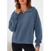 imagePRETTYGARDEN Womens Hoodies Cropped Fleece Sweatshirts 2025 Fall Fashion Quarter Zip Pullover Long Sleeve Tops Winter ClothesGrey Blue
