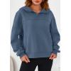 imagePRETTYGARDEN Womens Hoodies Cropped Fleece Sweatshirts 2025 Fall Fashion Quarter Zip Pullover Long Sleeve Tops Winter ClothesGrey Blue