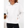 imagePRETTYGARDEN Womens Hoodies Cropped Fleece Sweatshirts 2025 Fall Fashion Quarter Zip Pullover Long Sleeve Tops Winter ClothesWhite