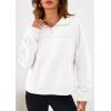 imagePRETTYGARDEN Womens Hoodies Cropped Fleece Sweatshirts 2025 Fall Fashion Quarter Zip Pullover Long Sleeve Tops Winter ClothesWhite