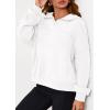 imagePRETTYGARDEN Womens Hoodies Cropped Fleece Sweatshirts 2025 Fall Fashion Quarter Zip Pullover Long Sleeve Tops Winter ClothesWhite