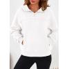 imagePRETTYGARDEN Womens Hoodies Cropped Fleece Sweatshirts 2025 Fall Fashion Quarter Zip Pullover Long Sleeve Tops Winter ClothesWhite