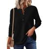 imagePRETTYGARDEN Womens Long Sleeve Waffle Knit Shirts 2025 Fall Casual Button Up Henley V Neck Tunic Tops Loose Fit Basic TeesBlack