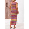 imagePRETTYGARDEN Womens Maxi Tank Spring Dress Sleeveless Crew Neck Striped Side Slit Casual Long Bodycon DressesArmy Green