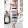 imagePRETTYGARDEN Womens Maxi Tank Spring Dress Sleeveless Crew Neck Striped Side Slit Casual Long Bodycon DressesBlack