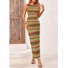 imagePRETTYGARDEN Womens Maxi Tank Spring Dress Sleeveless Crew Neck Striped Side Slit Casual Long Bodycon DressesGrass Green