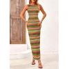 imagePRETTYGARDEN Womens Maxi Tank Spring Dress Sleeveless Crew Neck Striped Side Slit Casual Long Bodycon DressesGrass Green