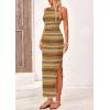 imagePRETTYGARDEN Womens Maxi Tank Spring Dress Sleeveless Crew Neck Striped Side Slit Casual Long Bodycon DressesGrass Green