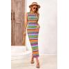 imagePRETTYGARDEN Womens Maxi Tank Spring Dress Sleeveless Crew Neck Striped Side Slit Casual Long Bodycon DressesGreen