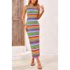 imagePRETTYGARDEN Womens Maxi Tank Spring Dress Sleeveless Crew Neck Striped Side Slit Casual Long Bodycon DressesGreen