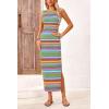 imagePRETTYGARDEN Womens Maxi Tank Spring Dress Sleeveless Crew Neck Striped Side Slit Casual Long Bodycon DressesGreen