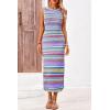 imagePRETTYGARDEN Womens Maxi Tank Spring Dress Sleeveless Crew Neck Striped Side Slit Casual Long Bodycon DressesLight Blue