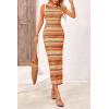 imagePRETTYGARDEN Womens Maxi Tank Spring Dress Sleeveless Crew Neck Striped Side Slit Casual Long Bodycon DressesOrange