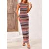 imagePRETTYGARDEN Womens Maxi Tank Spring Dress Sleeveless Crew Neck Striped Side Slit Casual Long Bodycon DressesPurple