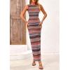 imagePRETTYGARDEN Womens Maxi Tank Spring Dress Sleeveless Crew Neck Striped Side Slit Casual Long Bodycon DressesPurple