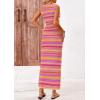 imagePRETTYGARDEN Womens Maxi Tank Spring Dress Sleeveless Crew Neck Striped Side Slit Casual Long Bodycon DressesRose Red