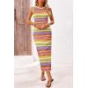 imagePRETTYGARDEN Womens Maxi Tank Spring Dress Sleeveless Crew Neck Striped Side Slit Casual Long Bodycon DressesYellow
