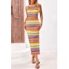 imagePRETTYGARDEN Womens Maxi Tank Spring Dress Sleeveless Crew Neck Striped Side Slit Casual Long Bodycon DressesYellow
