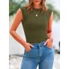 imagePRETTYGARDEN Womens Ribbed Tank Tops 2025 Summer Cap Sleeve Slim Fitted Knit Basic Casual Tee Shirts Trendy Fashion ClothesArmy Green