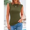 imagePRETTYGARDEN Womens Ribbed Tank Tops 2025 Summer Cap Sleeve Slim Fitted Knit Basic Casual Tee Shirts Trendy Fashion ClothesArmy Green