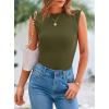 imagePRETTYGARDEN Womens Ribbed Tank Tops 2025 Summer Cap Sleeve Slim Fitted Knit Basic Casual Tee Shirts Trendy Fashion ClothesArmy Green