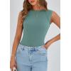 imagePRETTYGARDEN Womens Ribbed Tank Tops 2025 Summer Cap Sleeve Slim Fitted Knit Basic Casual Tee Shirts Trendy Fashion ClothesBean Green