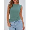 imagePRETTYGARDEN Womens Ribbed Tank Tops 2025 Summer Cap Sleeve Slim Fitted Knit Basic Casual Tee Shirts Trendy Fashion ClothesBean Green