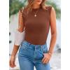 imagePRETTYGARDEN Womens Ribbed Tank Tops 2025 Summer Cap Sleeve Slim Fitted Knit Basic Casual Tee Shirts Trendy Fashion ClothesBrown