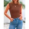imagePRETTYGARDEN Womens Ribbed Tank Tops 2025 Summer Cap Sleeve Slim Fitted Knit Basic Casual Tee Shirts Trendy Fashion ClothesBrown