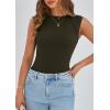 imagePRETTYGARDEN Womens Ribbed Tank Tops 2025 Summer Cap Sleeve Slim Fitted Knit Basic Casual Tee Shirts Trendy Fashion ClothesDark Army Green