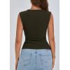 imagePRETTYGARDEN Womens Ribbed Tank Tops 2025 Summer Cap Sleeve Slim Fitted Knit Basic Casual Tee Shirts Trendy Fashion ClothesDark Army Green