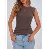 imagePRETTYGARDEN Womens Ribbed Tank Tops 2025 Summer Cap Sleeve Slim Fitted Knit Basic Casual Tee Shirts Trendy Fashion ClothesDark Coffee