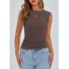imagePRETTYGARDEN Womens Ribbed Tank Tops 2025 Summer Cap Sleeve Slim Fitted Knit Basic Casual Tee Shirts Trendy Fashion ClothesDark Coffee