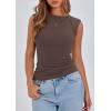 imagePRETTYGARDEN Womens Ribbed Tank Tops 2025 Summer Cap Sleeve Slim Fitted Knit Basic Casual Tee Shirts Trendy Fashion ClothesDark Coffee
