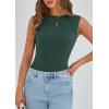 imagePRETTYGARDEN Womens Ribbed Tank Tops 2025 Summer Cap Sleeve Slim Fitted Knit Basic Casual Tee Shirts Trendy Fashion ClothesDark Green